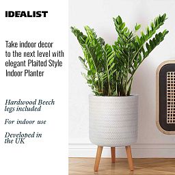 IDEALIST Lite Plaited Style Cylinder Planter on Legs, Round Pot Plant Stand Indoor