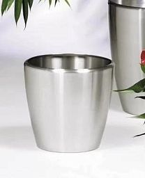 Vase Round Brushed Aluminium Planter