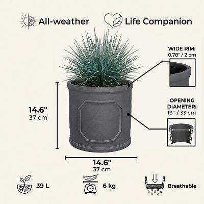 IDEALIST Chelsea Light Concrete Cylinder Garden Planter