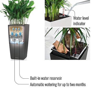 LECHUZA CUBICO Color Square Tall Poly Resin Self-watering Planter