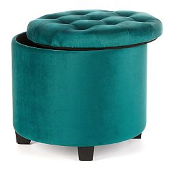 Premium Footstool with Storage Round Velvet Ottoman Storage Pouffe on Feet by Froppi