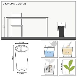 LECHUZA CILINDRO Color Round Tall Poly Resin Self-watering Planter