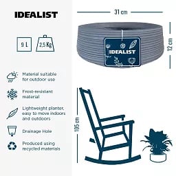 IDEALIST Lite Large Ribbed Light Concrete Bowl Planter