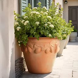 Citrus Fiberglass Round Tall Terracotta Planter Pot In/Out