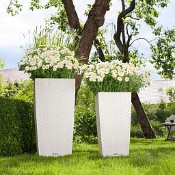 LECHUZA CUBICO Cottage Square Tall Poly Resin Self-watering Planter