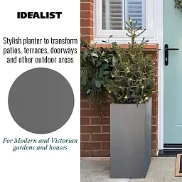 IDEALIST Lite Tall Square Contemporary Light Concrete Planter Set