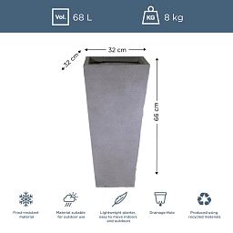 IDEALIST Lite Ribbed Light Concrete Tapered Planter