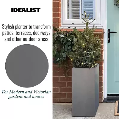 IDEALIST Lite Tall Square Contemporary Light Concrete Planter Set