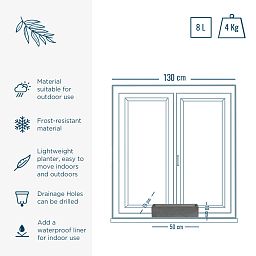 WINDOW BOX Fiberstone Slim Low Planter by Idealist Premium Balcony