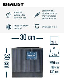 IDEALIST Lite Ribbed Square Outdoor Planter