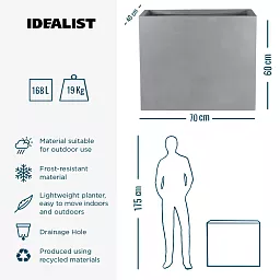 IDEALIST Lite Contemporary Light Concrete Trough Planter