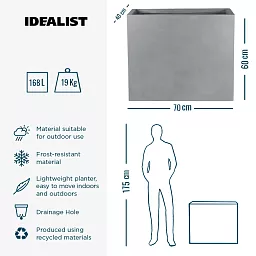 IDEALIST Lite Contemporary Light Concrete Trough Planter