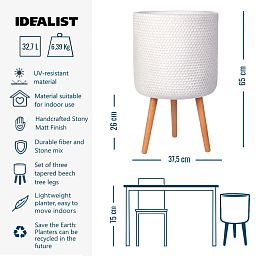 IDEALIST Lite Honeycomb Style Cylinder Planter on Legs, Round Pot Plant Stand Indoor