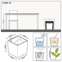 LECHUZA CUBE Square Poly Resin Self-watering Planter