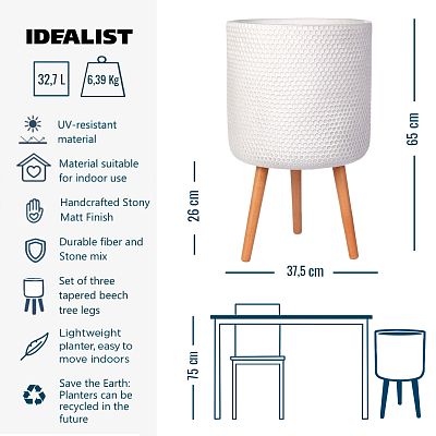 IDEALIST Lite Honeycomb Style Cylinder Planter on Legs, Round Pot Plant Stand Indoor