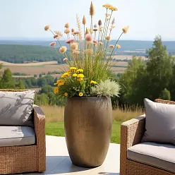 Ceramic Sepia Round Large Planter Pot In/Out