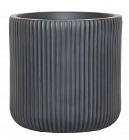 IDEALIST Lite Ribbed Black Garden Round Planter, Outdoor Plant Pot D36...