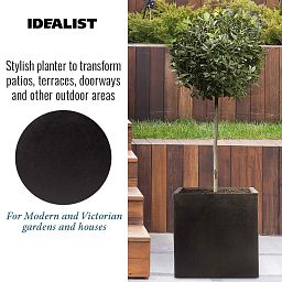 IDEALIST Lite Square Box Contemporary Light Concrete Planter Set