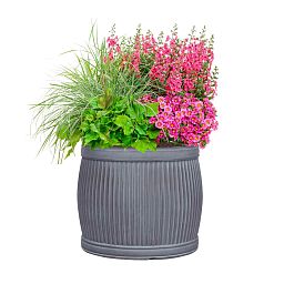 IDEALIST Lite Vertical Ribbed Vintage Style Barrel Round Planter