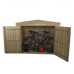 Installed Outdoor Pressure Treated Wooden Overlap Apex Outdoor Store by Forest Garden