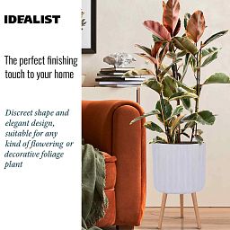 IDEALIST Lite Modern Ribbed Cylinder Planter on Legs, Round Pot Plant Stand Indoor