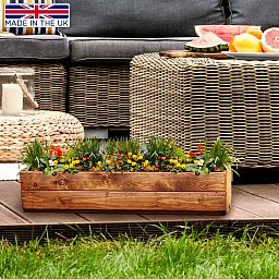 Rustic Scandinavian Redwood Window Box Outdoor Planter Made in UK by HORTICO