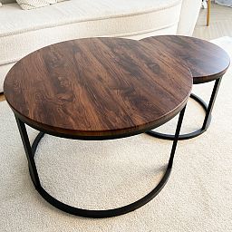 Froppi Round Coffee Tables for Living Room: Set of 2 Nesting Coffee Tables, MDF