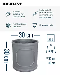 IDEALIST Chelsea Light Concrete Cylinder Garden Planter