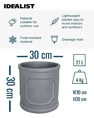 IDEALIST Chelsea Light Concrete Cylinder Garden Planter