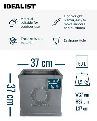 IDEALIST Kensington Light Stone Square Garden Planter