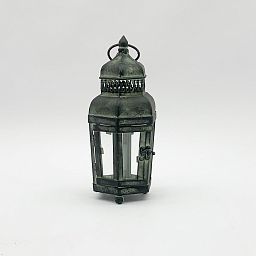 Hexagon Antique Strong Metal Garden Dark Silver Lantern with Latch