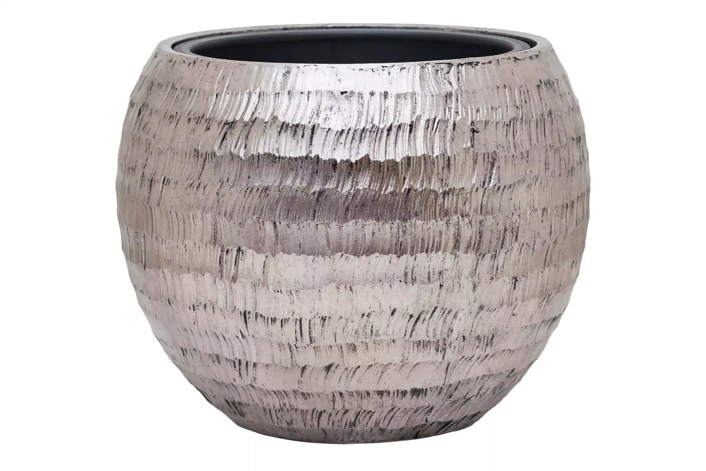 Opus Polystone Globe Planter + Liner | Hammered Finish Indoor Plant Pot