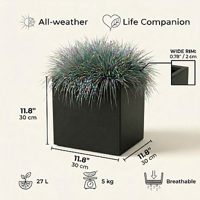 IDEALIST Lite Square Box Contemporary Light Concrete Planter Set