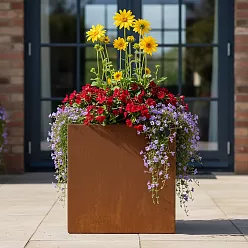Andes Cube Corten Steel Outdoor Planter