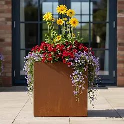 Andes Cube Corten Steel Outdoor Planter