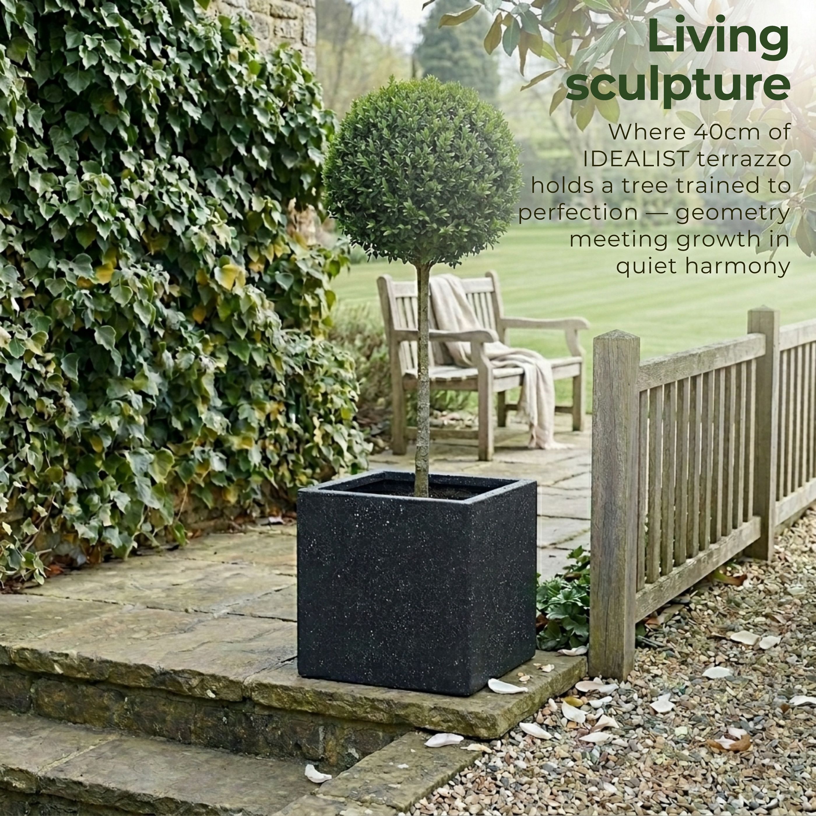 IDEALIST Lite Square Box Contemporary Marble Light Concrete Planter