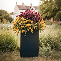 IDEALIST Lite Contemporary Black Light Concrete Garden Tall Square Pla...