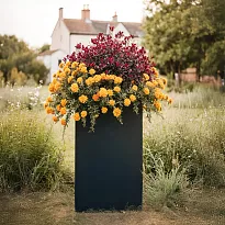 IDEALIST Lite Contemporary Black Light Concrete Garden Tall Square Pla...