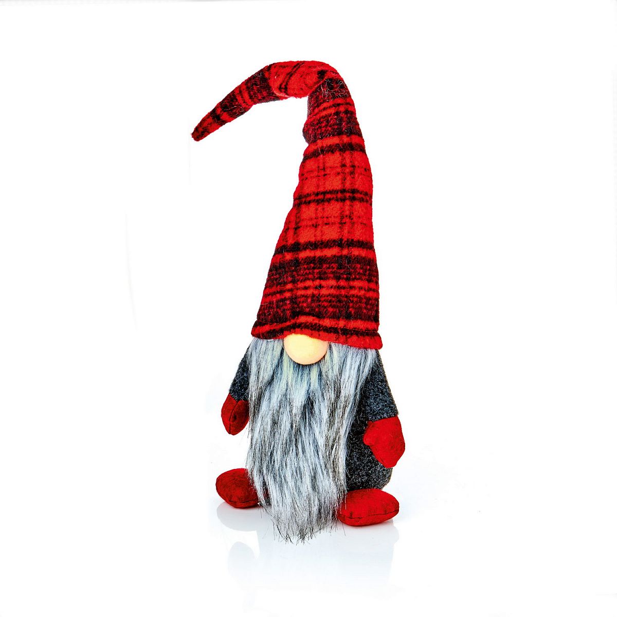 Christmas Lit Gonk Standing with Tartan Hat