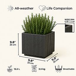 IDEALIST Lite Vertical Ribbed Square Effect Outdoor Planter