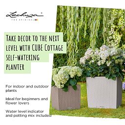 LECHUZA CUBE Cottage Square Poly Resin Self-watering Planter