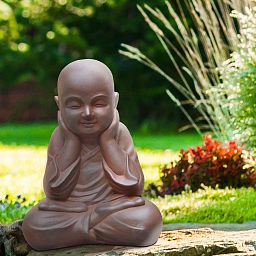 IDEALIST Lite Sitting Baby Monk Rusty Indoor and Outdoor Statue L29.5 W23.5 H39 cm