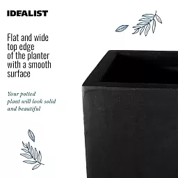 Set of IDEALIST Lite Light Concrete Garden Tall Planters, Outdoor Plant Pots with Tapered Shape