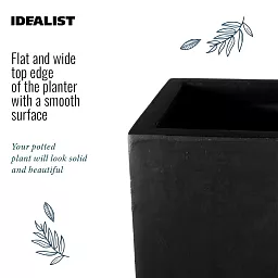 Set of IDEALIST Lite Light Concrete Garden Tall Planters, Outdoor Plant Pots with Tapered Shape