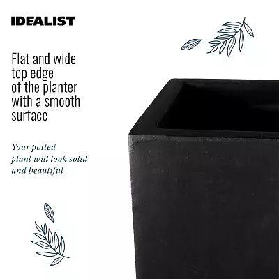 Set of IDEALIST Lite Light Concrete Garden Tall Planters, Outdoor Plant Pots with Tapered Shape