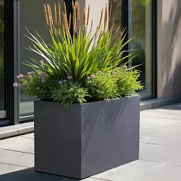 IDEALIST Lite Contemporary Light Concrete Trough Planter Set