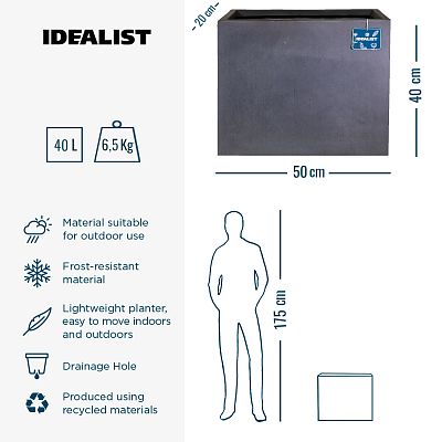 IDEALIST Lite Contemporary Light Concrete Trough Planter