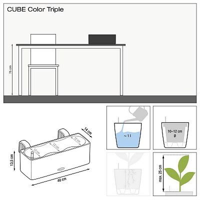LECHUZA CUBE Color Square Poly Resin Indoor Self-watering Planter Set