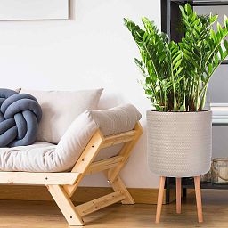IDEALIST Lite Plaited Style Cylinder Planter on Legs, Round Pot Plant Stand Indoor