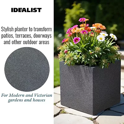 IDEALIST Lite Textured Concrete Effect Square Outdoor Planter